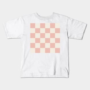 Checkered (pink and cream) Kids T-Shirt